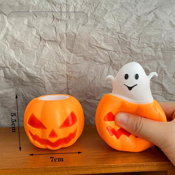 3 PCS Spooky Pumpkin Squeeze Toys - Halloween Fidget Toy for Stress Relief - Cute and Portable Squeeze Toy for Kids and mature-themeds