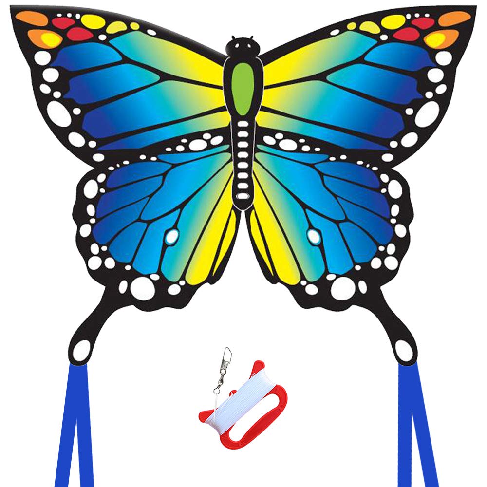 Large Butterfly Kite For Kids And Audlts,120X95Cm With Long Tails, Easy To Assemble And Fly For Beginner, Easy-Grip Handle With