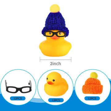 Chivao 12 Pcs Mini Rubber Ducks With Sunglasses/ Glasses And Hats/ Necklace, Cruise Rubber Ducks In Bulk Valentine'S Day Gift Small Duck Bathtub Toy For Hiding Party Favor(Yellow, Funny Style)