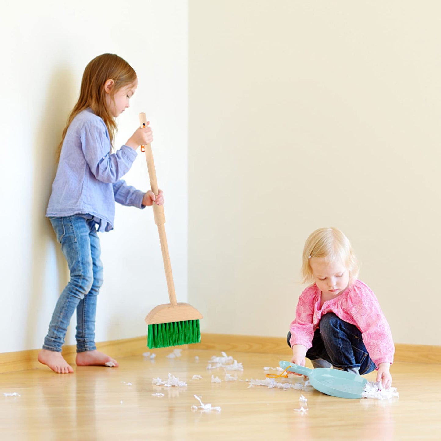 Fopnets Kids Cleaning Set Toys 7 Piece Cleaning Toys For Toddlers Pretend Play Cleaning Tools For Kids Wooden Detachable Houseke