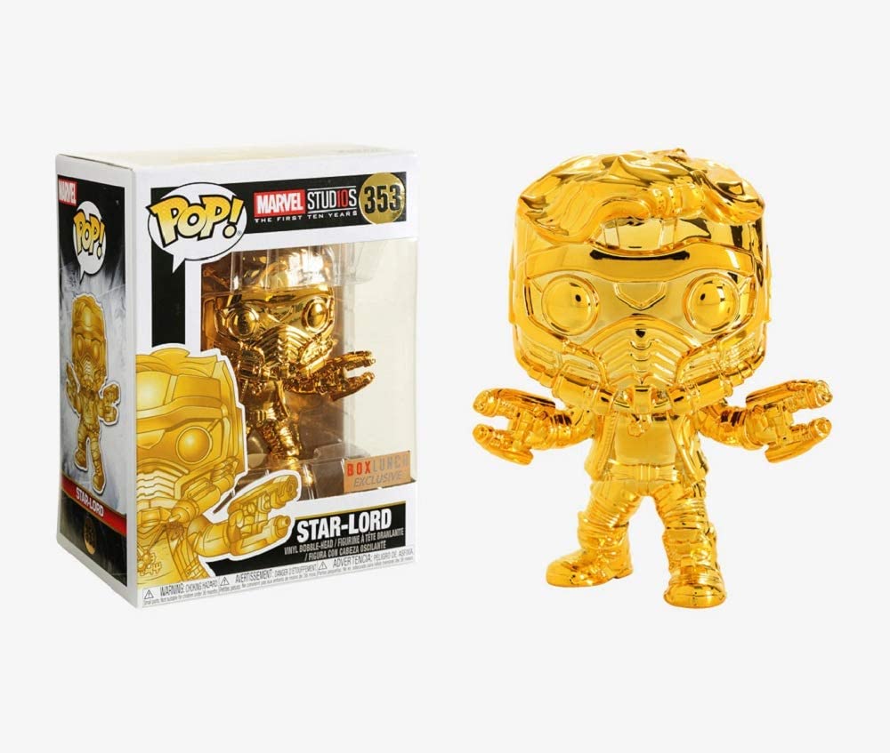 Funko Pop Movies: Guardians Of The Galaxy - Gold Chrome Star-Lord Collectible Figure, Multicolor