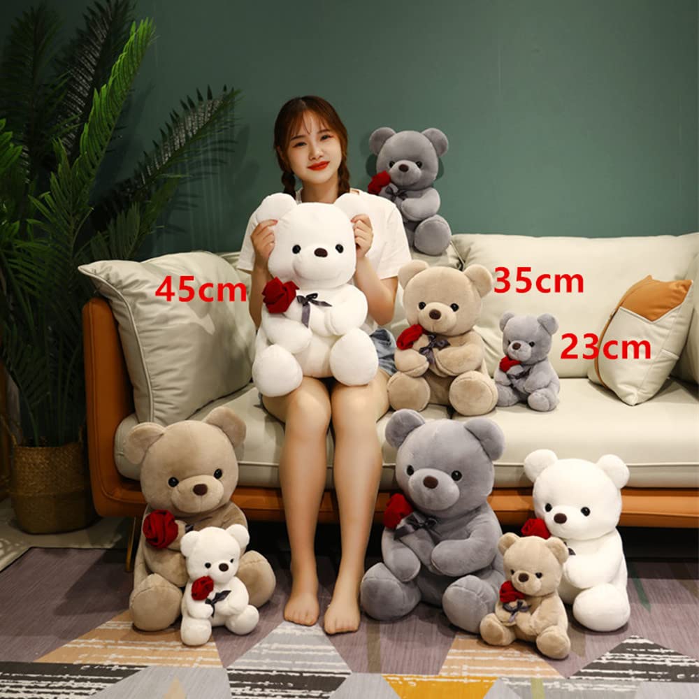 Shafish Cute Plush Rose Bear Stuffed Animal Teddy Bear Plush Toy Gift For Children And Girls (White, 45Cm/17.7In)