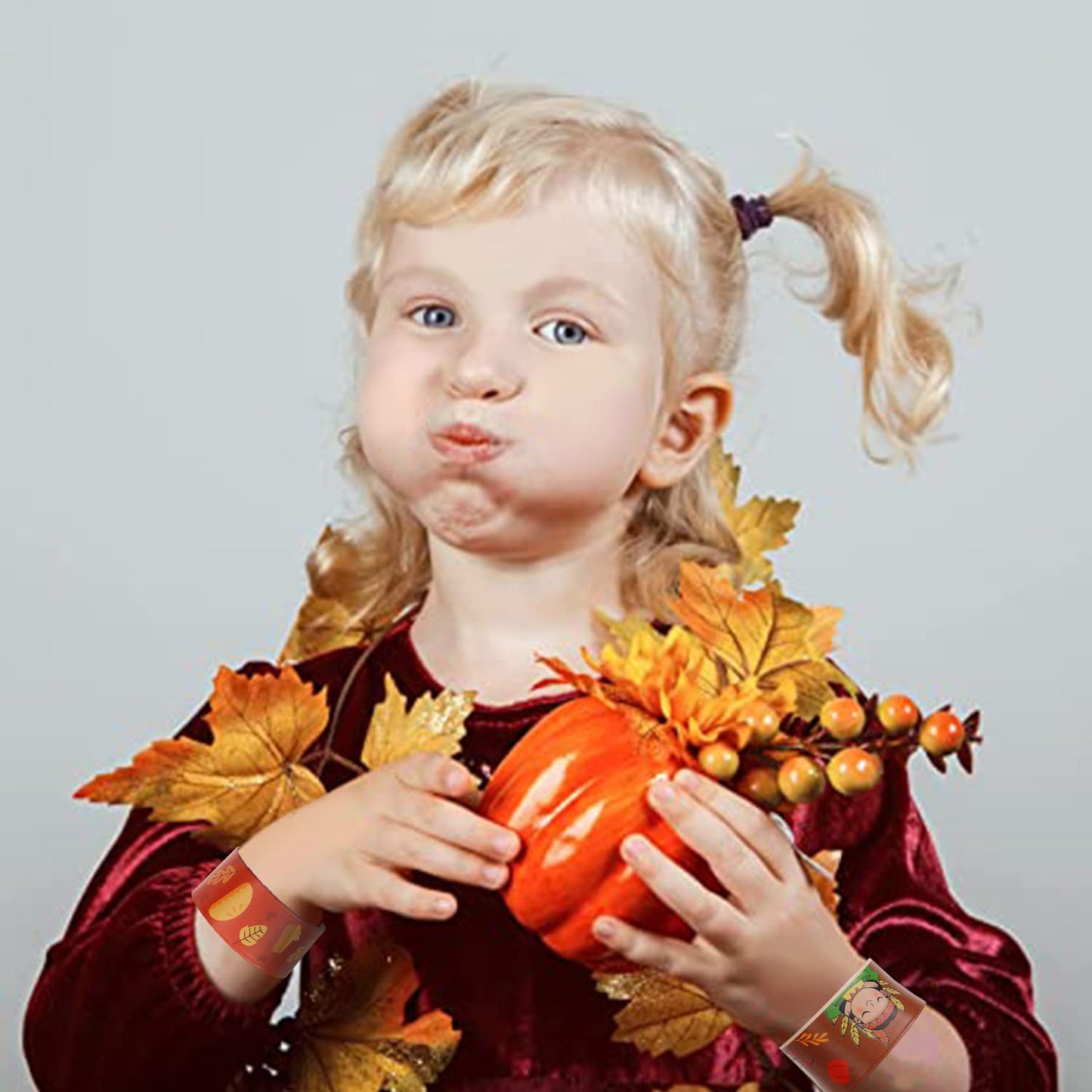 WIQEDOHA 96PCS Thanksgiving Maple leaf Themed Slap Bracelets for Thanksgiving Party Favors, Fall party Favors,Birthday Party Fav