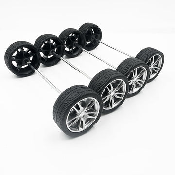 10Pcs Toy Car Wheels 37Mm Rubber Tire Wheels With Metal Shaft For Rc Car Truck Diy Model Toy Wheel Replacement Accessories (2.5X