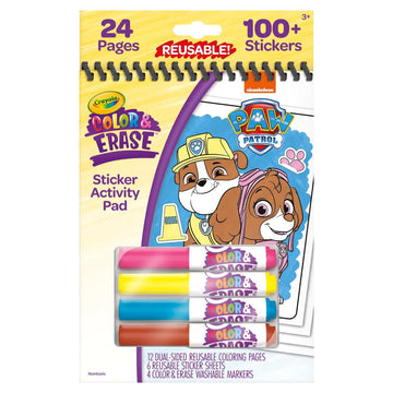 Crayola PAW Patrol Sticker Activity Pad - 12 Coloring Pages, 100+ Stickers, 6"x8", Plastic, Color & Erase, Model 811533