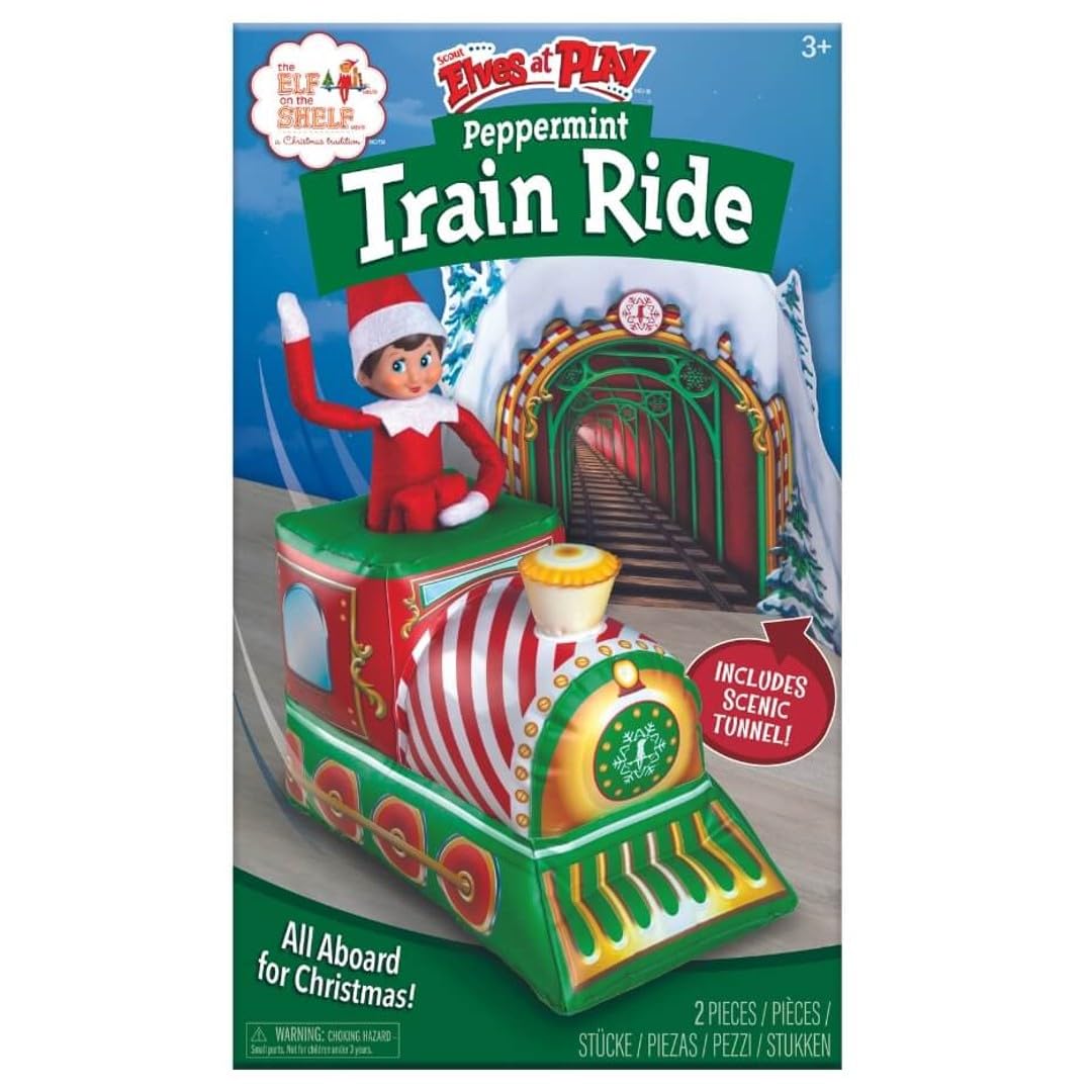 The Elf On The Shelf Scout Elves At Play Peppermint Train Ride. Inflatable Train For Fun Arrival Scenes! - Scout Elf Not Include