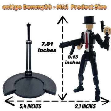 enttgo 3D Printed 8.13-inch Action Figure Dummy-Mici20 Full Body Mechanical Movable Toy Multiple Accessories Desk Decoration (3 HandsType Bracket Armour) (Black)