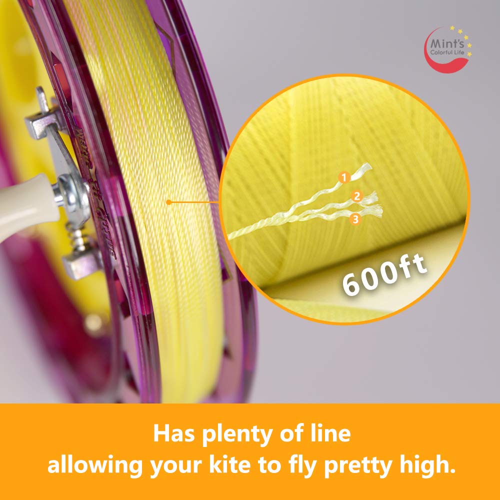 Mint'S Colorful Life Kite String Reel Winder 7Inches Dia With 600 Feet Line (60 Lbs) For Kids/Teens, Purple