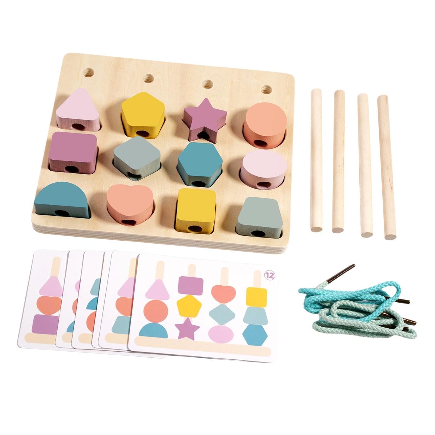 Calandis Montessori Wooden Beads Sequencing Toy Set Sorting For 2 3 4 5 Children Kids | Developmental Baby Toys | Toys For Baby