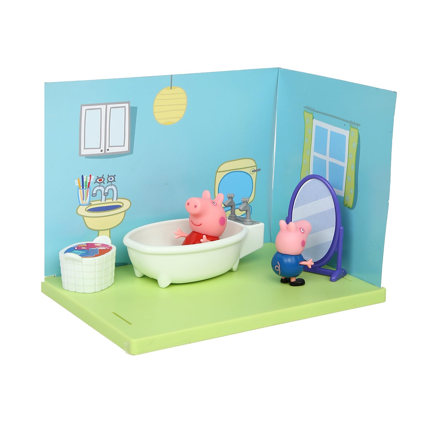 Peppa Pig And GeorgeS Bathroom Themed Preschool Toyset, Includes 2 Poseable Figures, Bathtime Accessories And Scene Cards, Toy