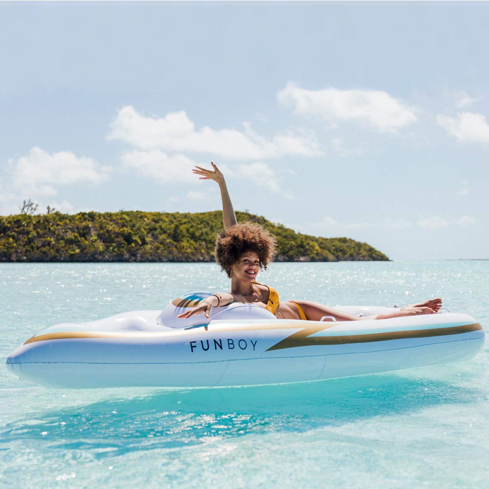 Funboy Giant Inflatable Luxury Yacht Speed Boat Pool Float, Two Cupholders, Luxury Float For Summer Pool Parties And Entertainment