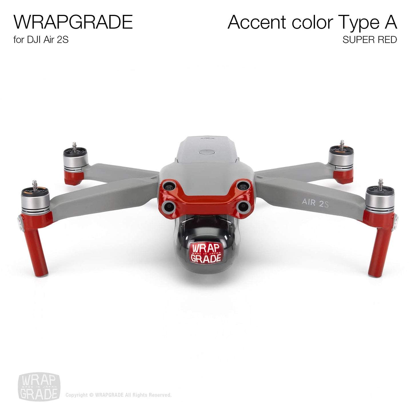 Wrapgrade Skin Compatible With Dji Air 2S | Accent Color A (Super Red)