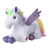 Dazmers Purple Unicorn Light Up Stuffed Animal Toy - Musical Plush with Flapping Wings for Kids - Small Size Magical Lights & Sounds