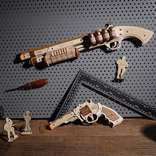 Rokr 3D Wooden Puzzles Model Kit Toy Gift Mechanical Model Brain Teaser For Adults To Build Gift For Friends And Family (Shotgun