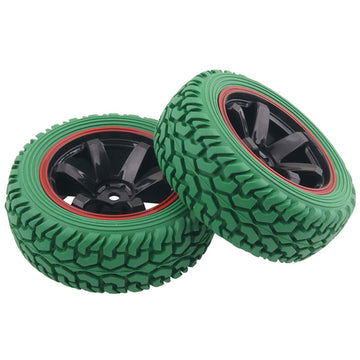 LAFEINA 1:10 Rally Car 75mm Rubber Tires and Wheel Rims for 1/10 Scale HSP 94123 HPI Kyosho Tamiya RC On Road Car(Green)