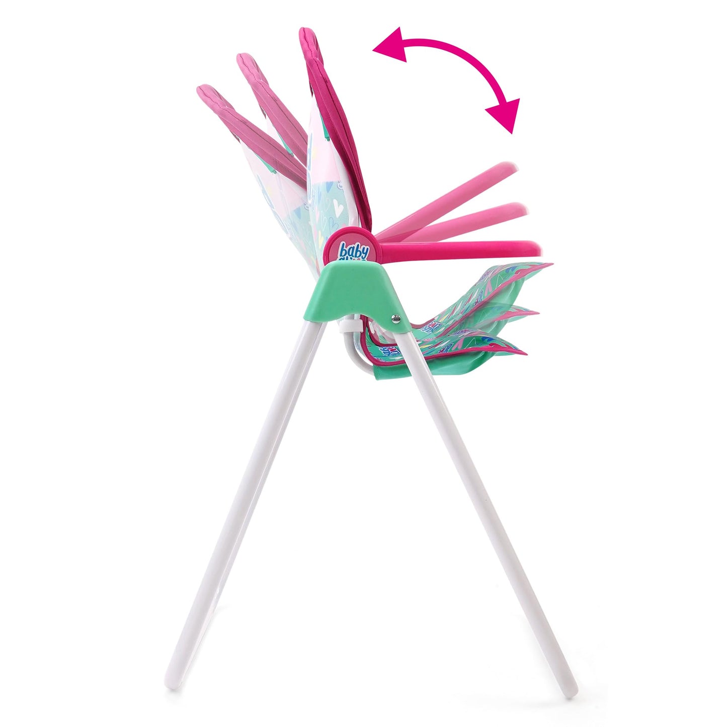 Baby Alive: Doll Highchair Set - Green, Pink, Hearts - For Dolls Up To 24'', 5 Matching Feeding Accessories, Rotating Seat, Fold