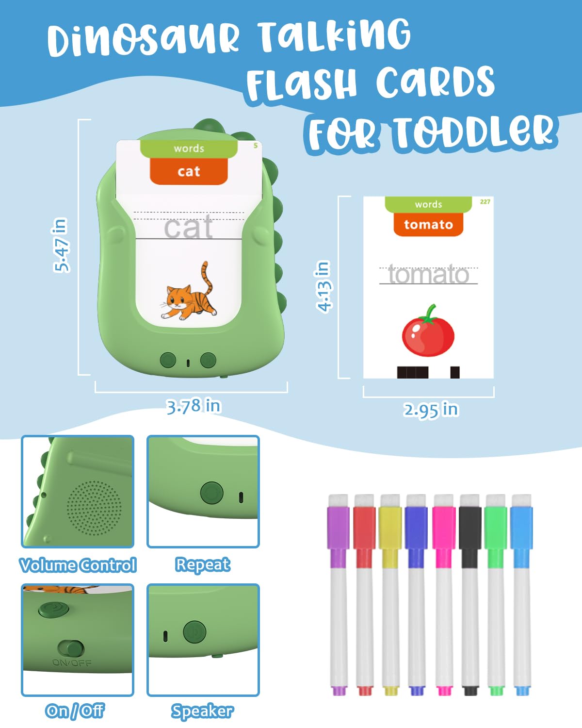 336 Words Reusable Writing Drawing Talking Flash Cards Montessori Toys For Toddlers, Pocket Speech Therapy Toys For Ages 1 2 3 4
