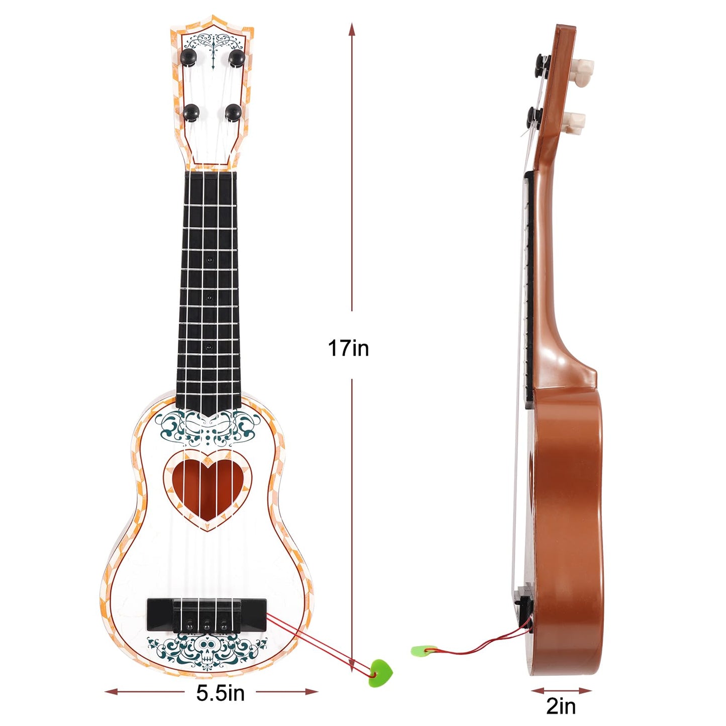 Raimy 17In Ukulele Guitar For Kids - 4 String Mini Learning Instruments Educational Musical Toy For Beginner Toddler Gifts For A