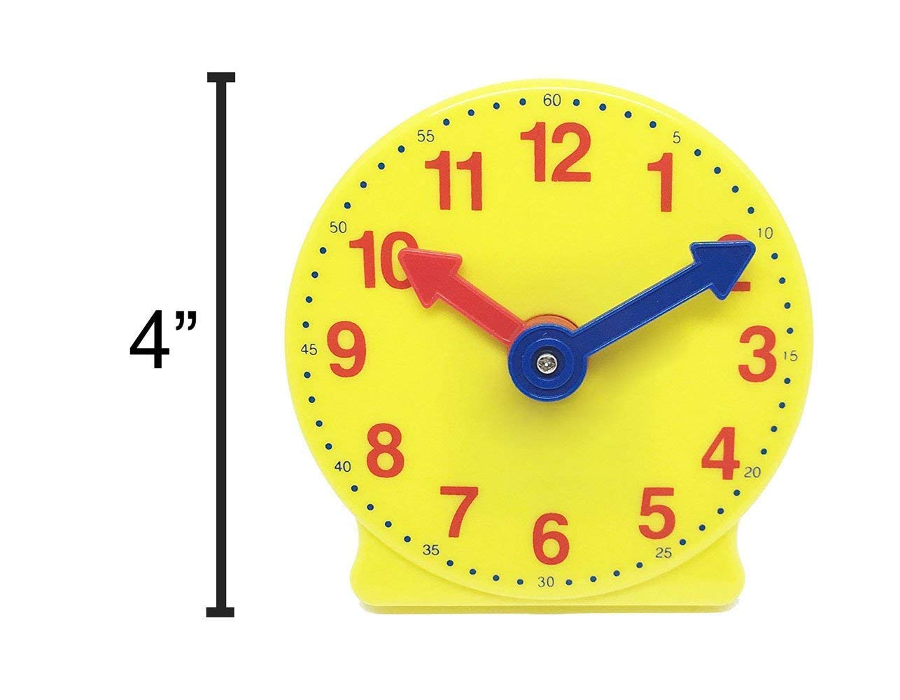 Hand2Mind Plastic Mini Geared Clock, Learning Clock Classroom Kit, Clock For Kids Learning To Tell Time, Yellow Practice Clock For Kids, Teaching Clock, School Supplies (Set Of 1)