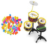 Prime Drum Set For Kids Musical Toy Set With 3 Drums, 1 Cymbal, Drumsticks And 1 Stool Learning Toy Music Instrument For Boys An