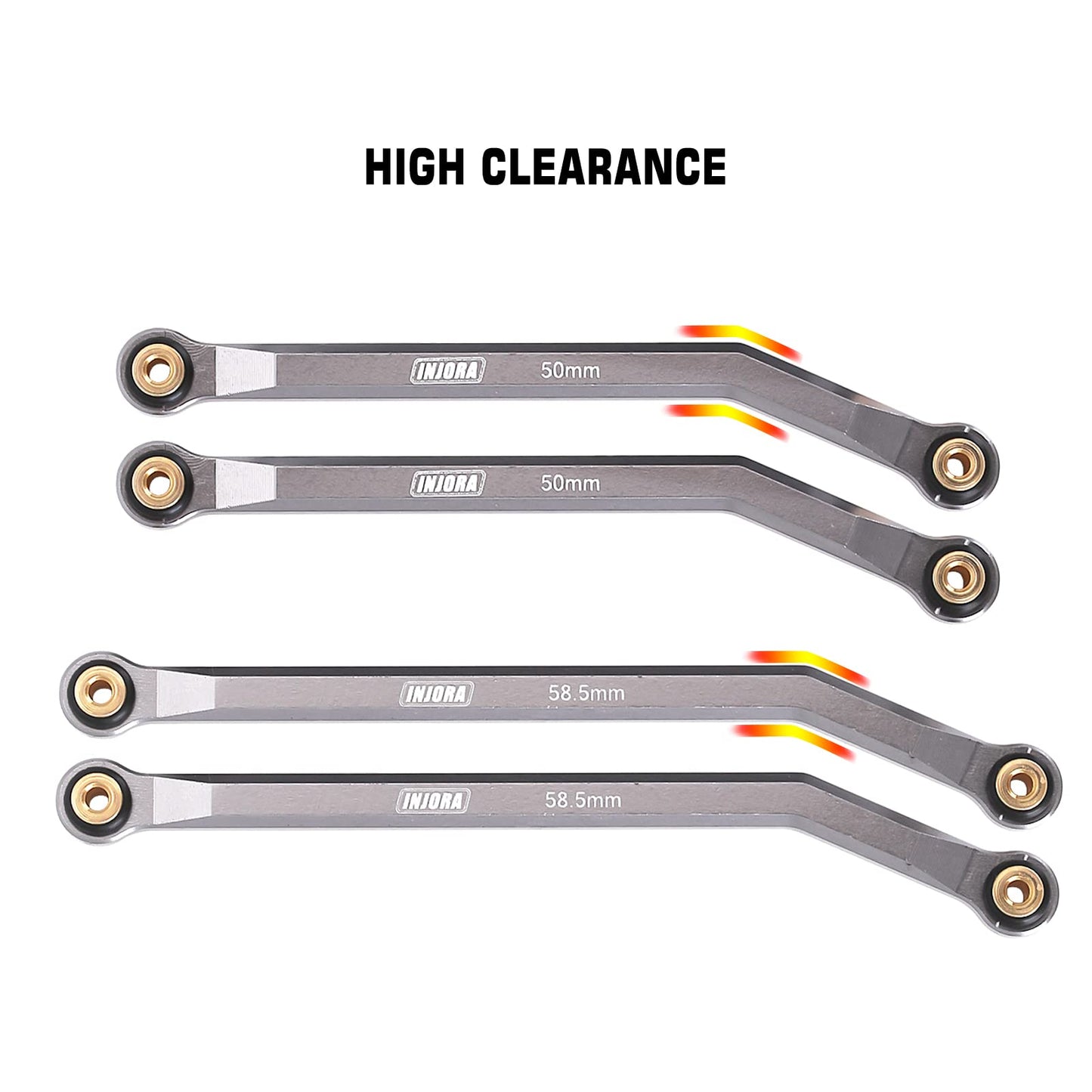 INJORA High Clearance Front 4 Links Set for SCX24 JLU AXI00002 C10 AXI00001 Bronco Axial 1/24 RC Crawler Car, 8PCS(Grey)