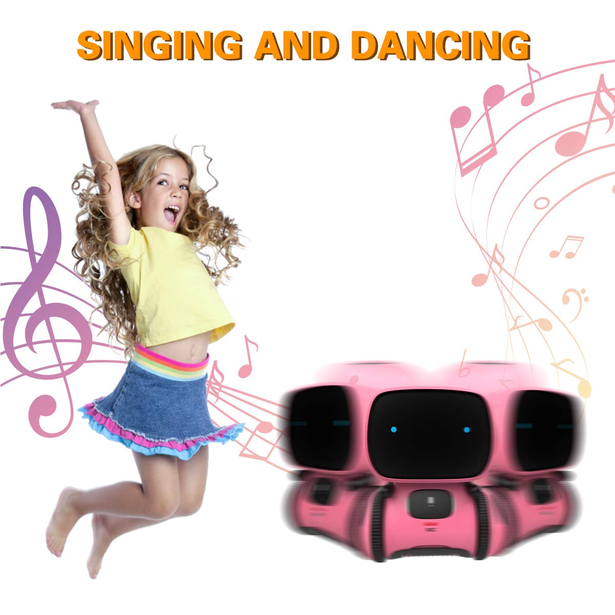 98K Kids Robot Toy, Smart Talking Robots Intelligent Partner and Teacher with Voice Control and Touch Sensor, Singing, Dancing,