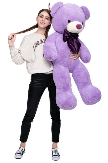 MorisMos Giant Teddy Bear 47 Inch Lavender Plush Toy for Kids & Girlfriend - Soft PP Cotton Stuffed Animal