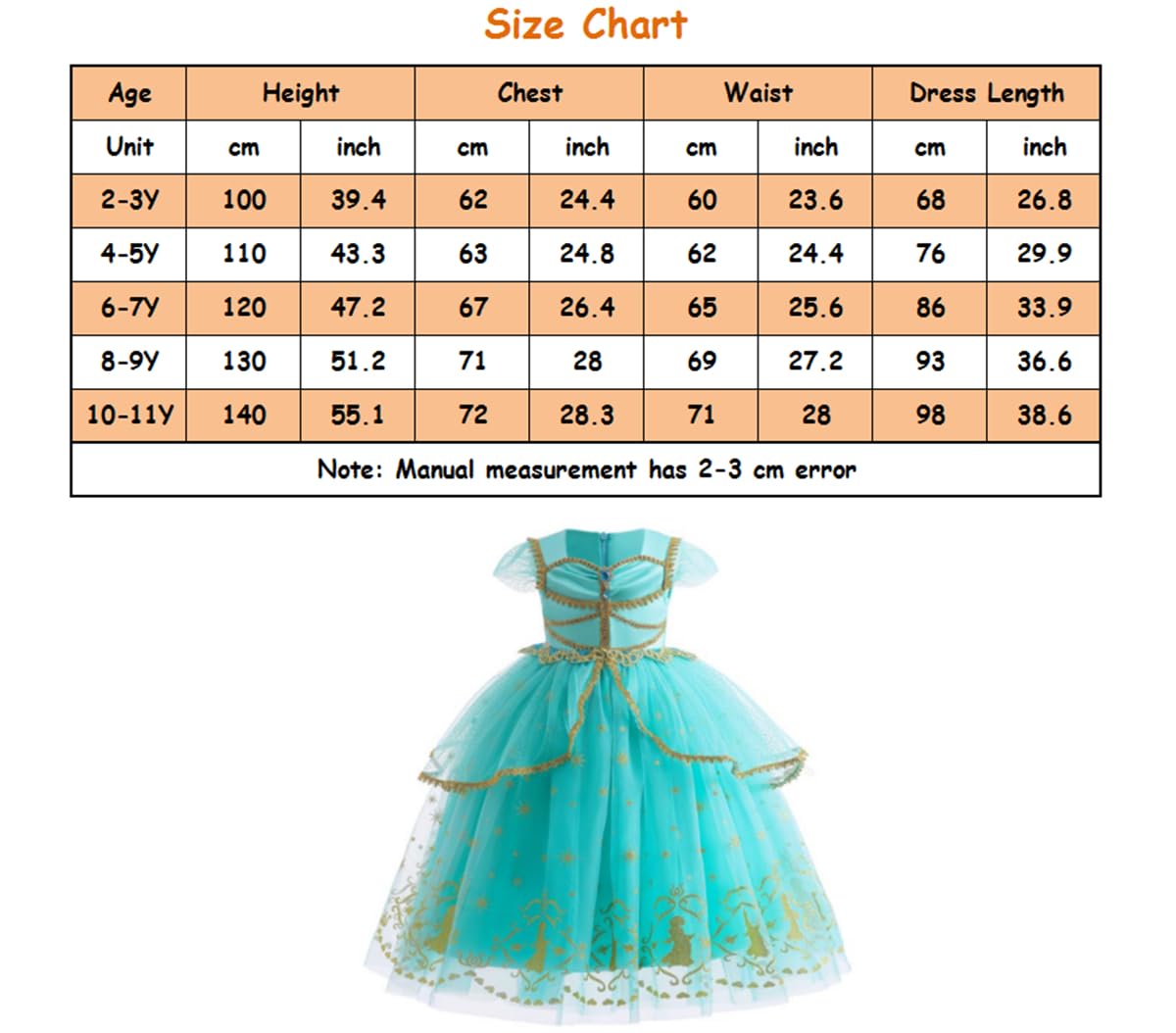 Axaxa Princess Jasmine Costume For Girls Arabian Princess Costume For Girls Dress Up Birthday Halloween Party With Accessories