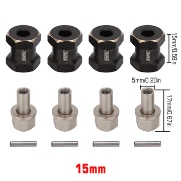 INJORA RC Hex Hub 12mm Brass Wheels Hex Hub Extension Black Hex Drive Adapter for 1/10 RC Crawler Axial SCX10 90046 D90 (15mm)