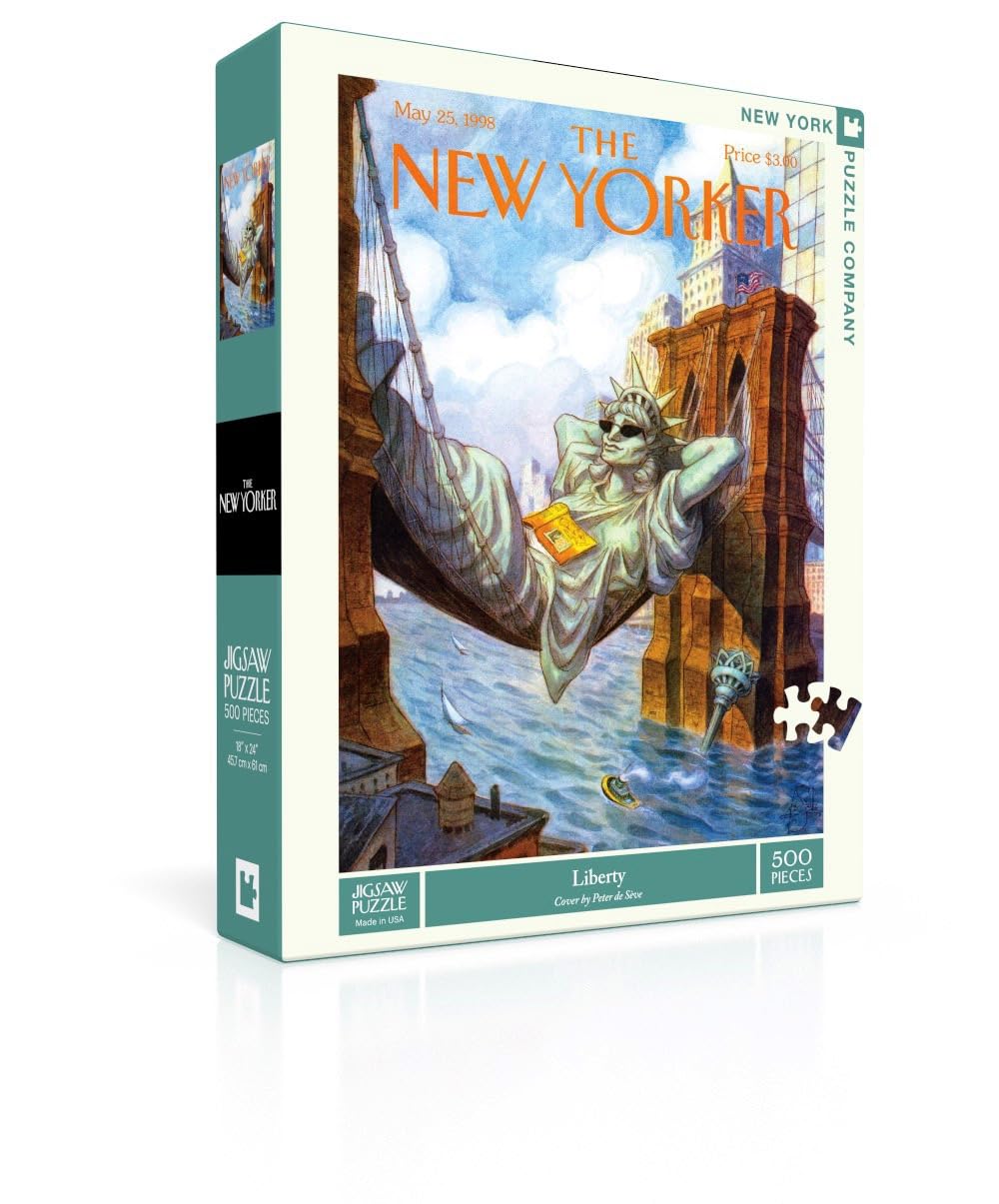 New York Puzzle Company - New Yorker Liberty - 500 Piece Jigsaw Puzzle for Adults by Peter de Sve