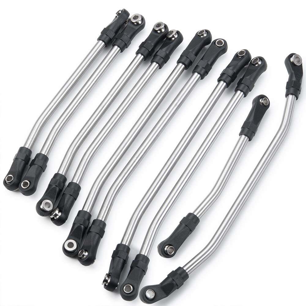 RCLions Stainless Steel Link Rod Linkage 313mm Wheelbase for Axial SCX10 II 90046 1/10 Crawler Car Upgrade Parts