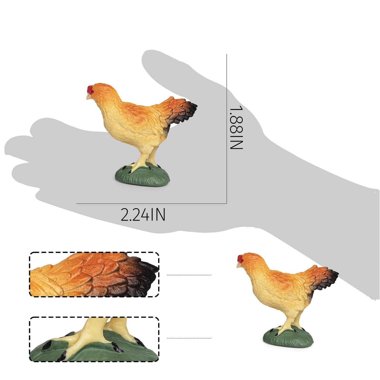 Lc Joycre Hen Toy Figurine Hen Figure For Cake Topper Preschool Animals Figures Teaching Tools Educational Gift For Kids