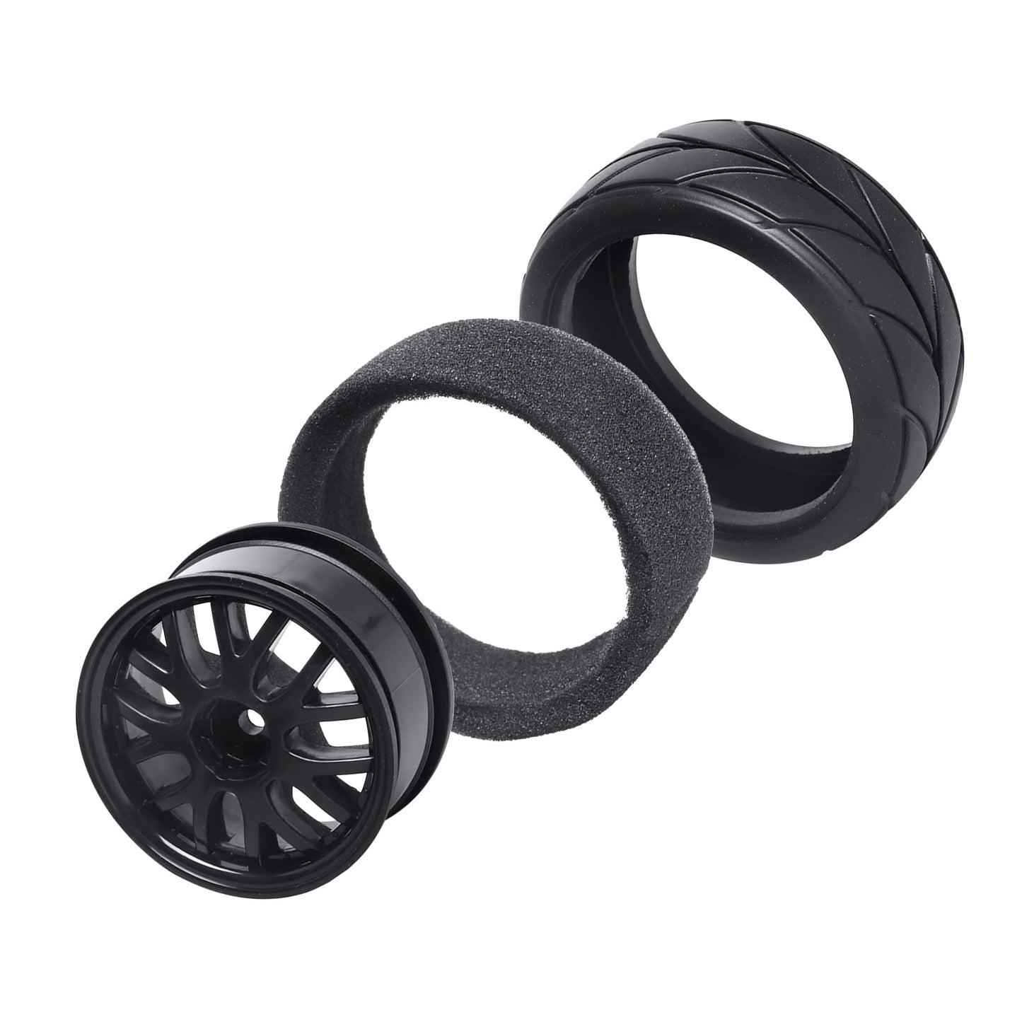 GoHobby 12mm Hex 1/10 On Road Wheels and Tires Soft With Foam Inserts for RC Touring Car Traxxas 4tec 2.0 Tamiya TT02 TT01 Drift