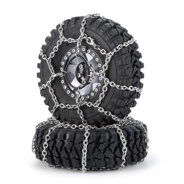 WEFEINO 4Pcs 1.9/2.2inch Wheel Tires Metal Snow Chains for 1/10 TRX-4 Axial SCX10 90046 RC Crawler Car (105MM)