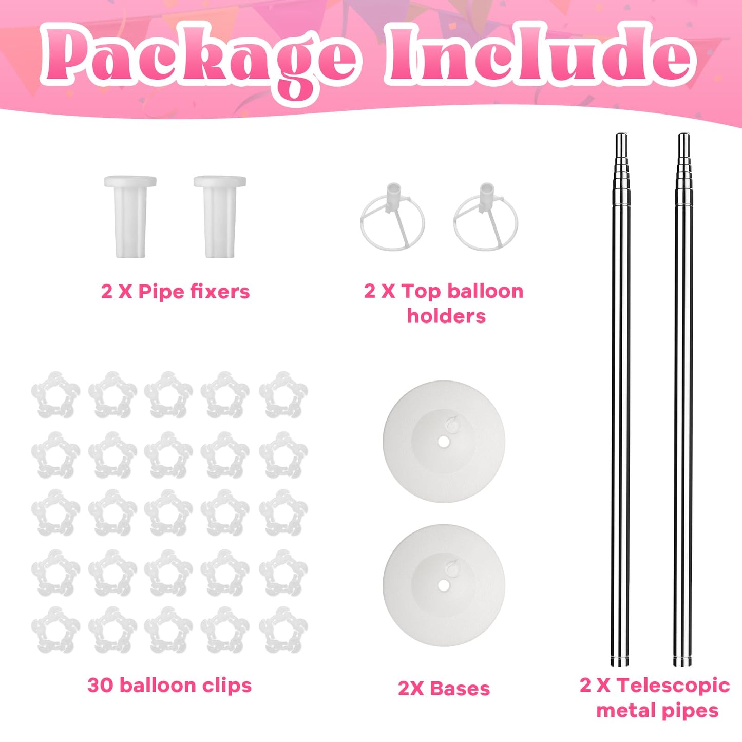 Voircoloria 7FT Adjustable Balloon Stand Kit Set of 2 for Halloween, Thanksgiving, New Year, Gender Reveal - Pink, Purple, Blue, Yellow, Green