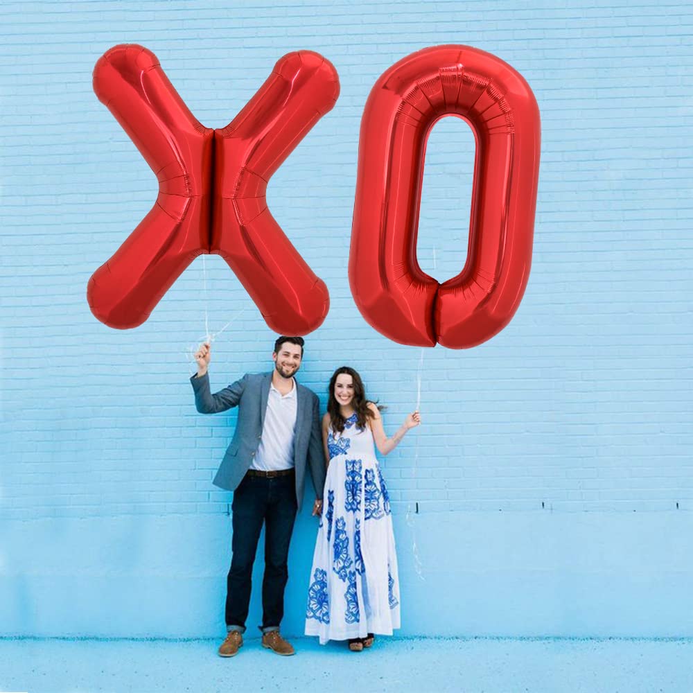 Toniful 40 Inch Large Bright Red Letter Balloons A-Z, Giant Jumbo Helium Foil Mylar Big Letter X Balloons For Birthday Party Ann