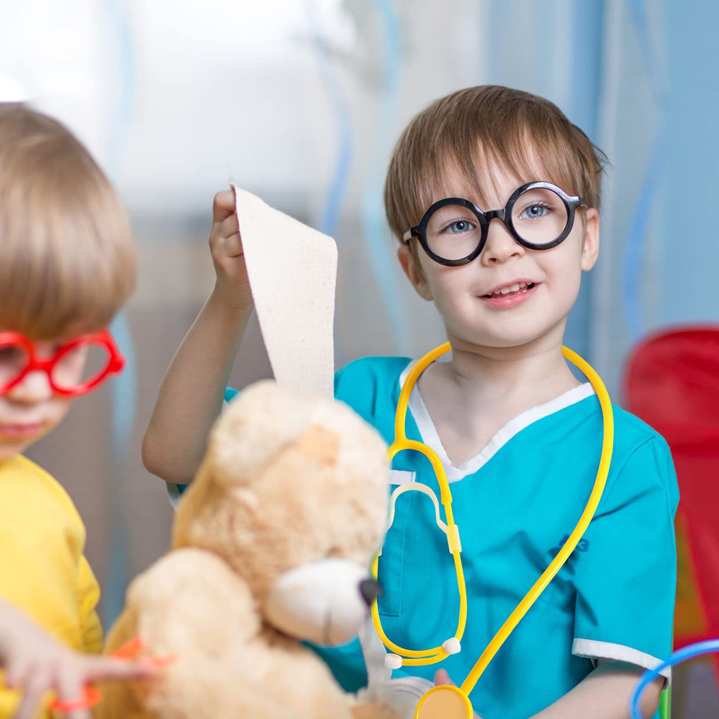 RoundFunny 20 Pcs Kids Stethoscope Toy Real Working Plastic Stethoscope for Kids Role Play Girls Boys Doctor Nurse Accessories C