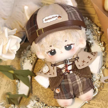 Niannyyhouse 10Cm 15Cm 20Cm Doll Clothes Brown Hat Shirt Strap Pants Shawl Vest Leather Shoes Vintage Detective Suit Soft Plush Toy Dress Up (15Cm)