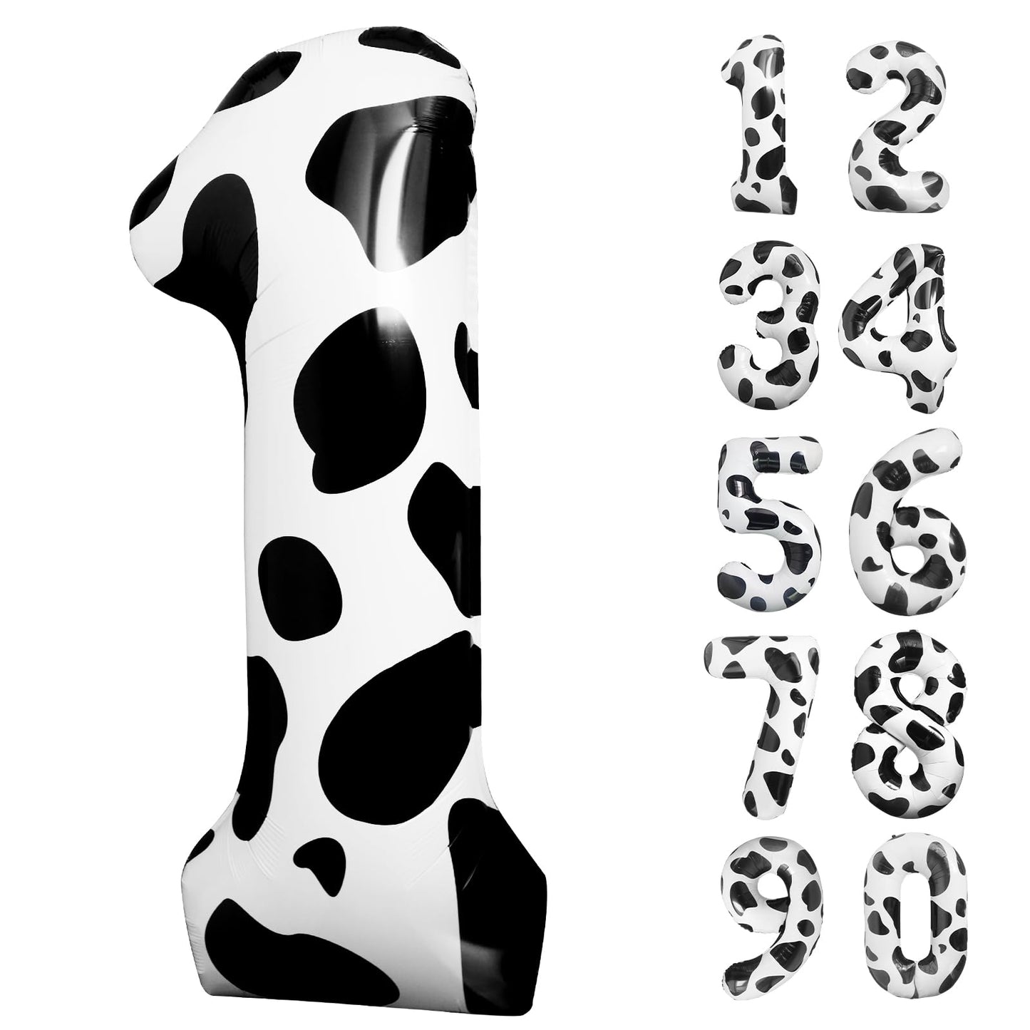 Lebery Cow Print Balloon 40 Inch Cow Print Number 1 Balloon, Black White Large Number Balloons For Holy Cow Im One Birthday Party, Cowgirl Theme Number Balloon For 1St Birthday Farm Animal Decor