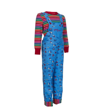 Loketa Kids Boys Girls Chucky Costume Halloween Rainbow Stripe Jumpsuit Good Guys Doll Cosplay Overall (120(4-5Years))