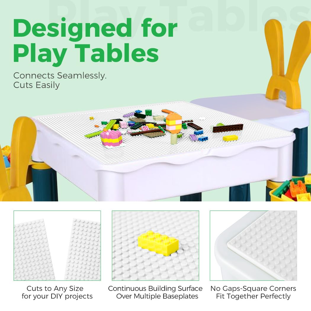 Etarnfly Classic Baseplates Building Plates for Building Bricks 100% Compatible with All Major Brands-Baseplate 10'' x 10'', Whi
