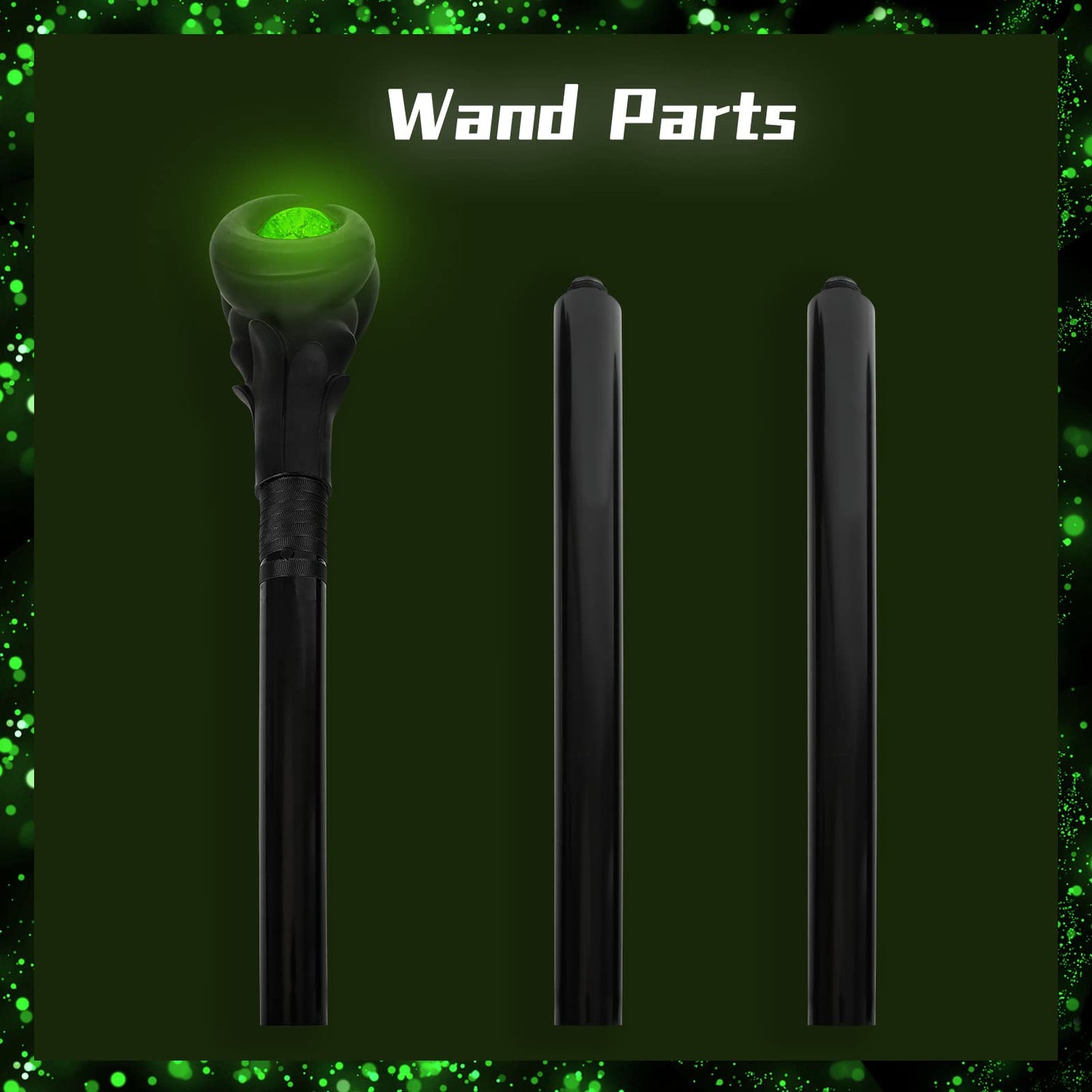 Flylife 51Inch Deluxe Maleficent Staff With Green Light Orb, Wizard Scepter Magic Wand Halloween Prop (Green Light)
