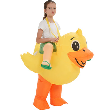 One Casa Inflatable Duck Costume for Kids, Yellow, 7-10YRS, Fun Halloween Party Outfit for Boys and Girls