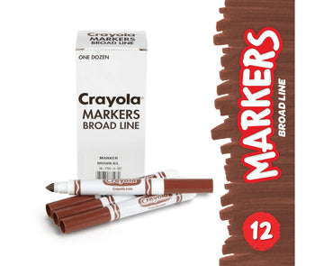Crayola Broad Line Markers, Brown, 12 Count - Bulk Markers for Drawing, Model 58-7700-007, Durable Design