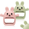 Easter 2 Pack Baby Teething Toys for 3-6 6-12 Months, Soft Silicone BPA Free Bunny Teething Mitten, Easter Basket Stuffers Chew