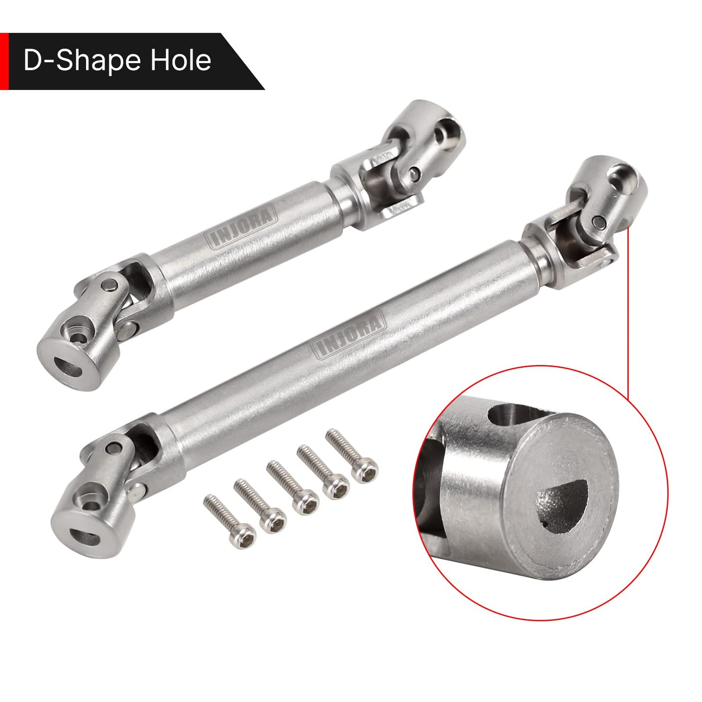 INJORA Center Drive Shaft Stainless Steel D-Shaped Hole Drive Shaft for SCX24 Gladiator Dodge Power Wagon 1/24 RC Crawler Upgrad