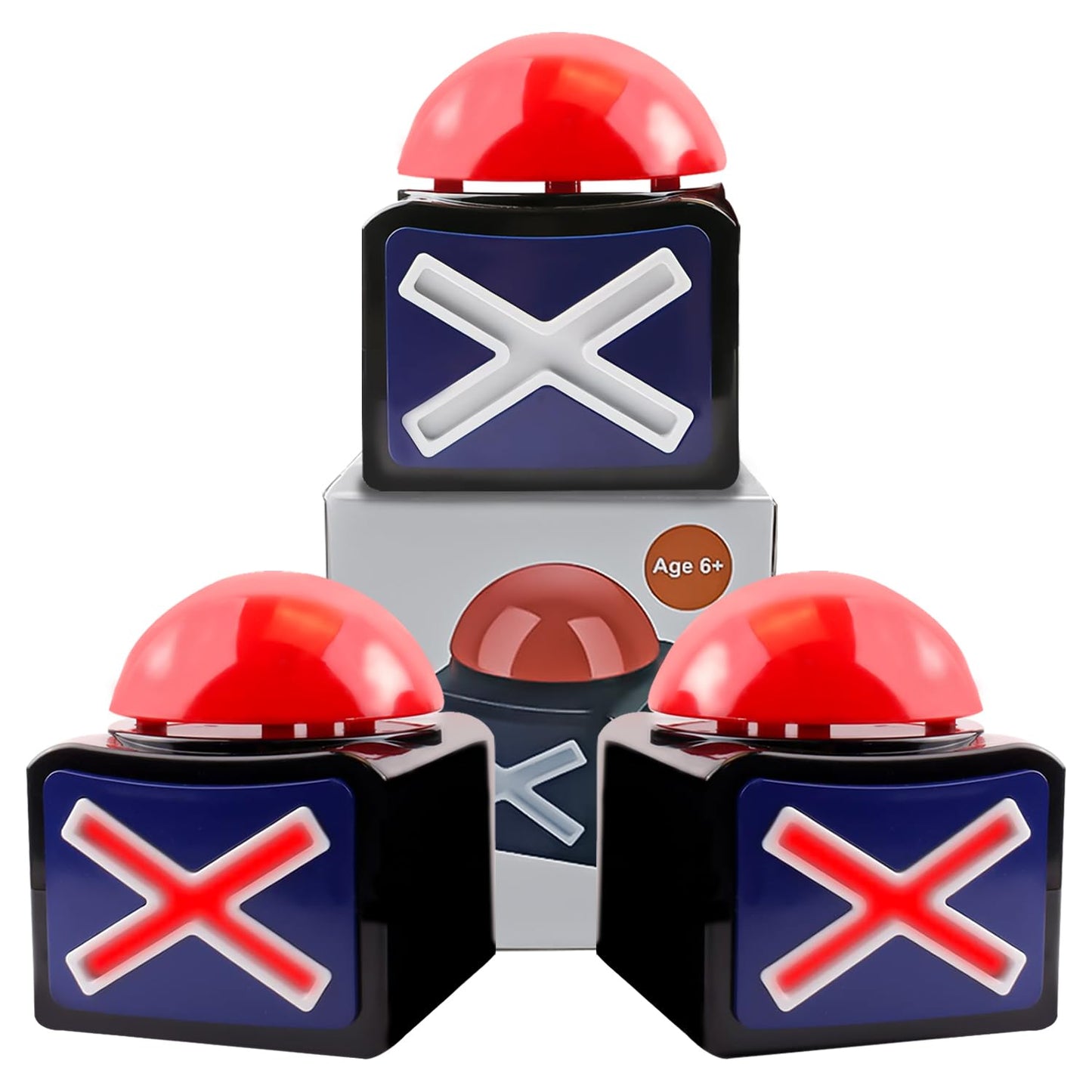 Ribosy Game Answer Buzzers With Lights And Sound - Trivia Quiz Got Talent Buzzers (Red-Black, 3 Pack)