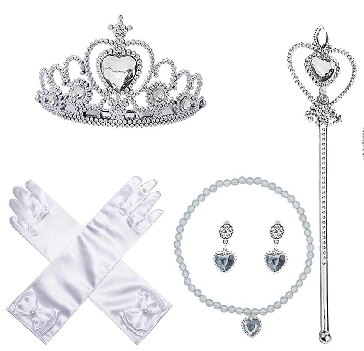 Fanydresswale Princess Elshia Cinderella Hair Queen Dress Up Accessories Set For Girls (Princess White)