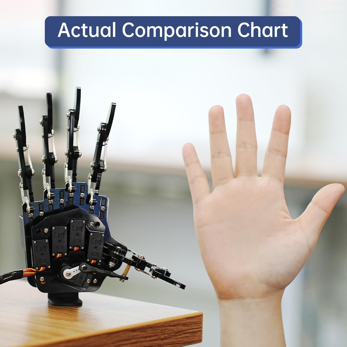 LewanSoul Bionic Robot Hand - 5-Finger Mechanical Arm, Aluminum, Left Hand, Black, Model: HiWonder