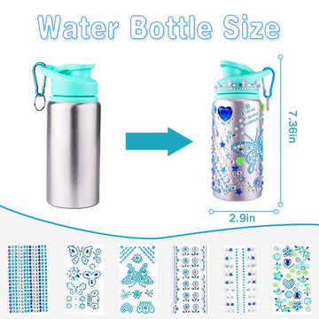 Gift For Girls, 5 6 7 8 9 10 Year Old Girl Birthday Gift, Decorate Your Own Water Bottle With Gem Stickers For Kids, Arts And Cr
